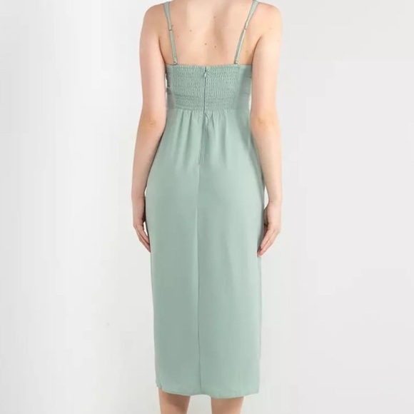 Abercrombie Corset Lace Up Midi Dress Sage Green Small Tall Feminine Fairy Boho - Picture 3 of 10